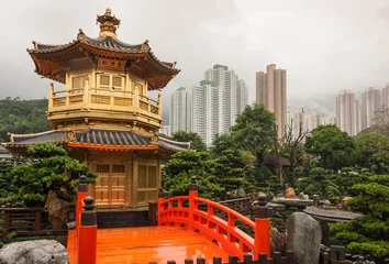 Fotobehang Hong-Kong Gouden Paviljoen in Nan Lian Garden, Hong Kong