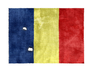 weathered flag of Romania