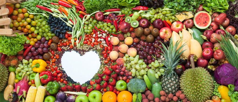 Tropical Fruits And White Heart