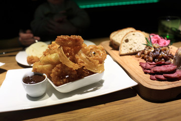Fried onion rings appetizer