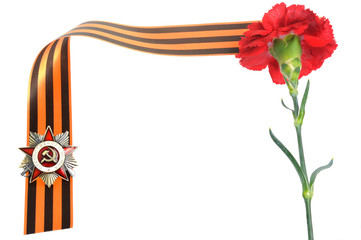 Order of Great Patriotic war, red clove on Saint George ribbon a