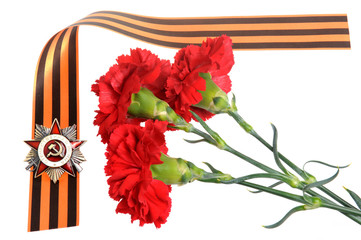 Order of Great Patriotic war on Saint George ribbon as frame wit