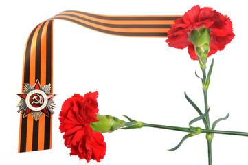 Order of Great Patriotic war on Saint George ribbon as frame, cl