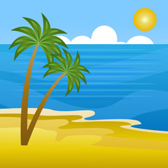 Obraz na płótnie Canvas beautiful landscape on the coast of sea with palms