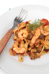 poêlée de tagliatelles au gambas