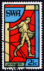 Postage stamp South West Africa 1970 Sower, Stained Glass Window
