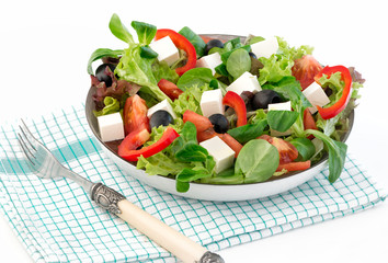Mediterranean-Style Salad with feta cheese and olives