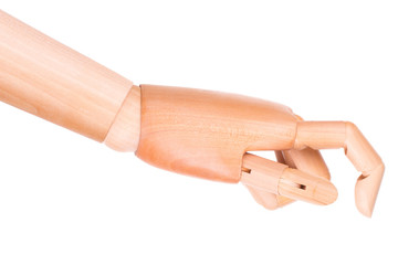 wooden finger pointing or touching
