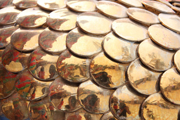 Pattern of golden statues in Chinese temple.