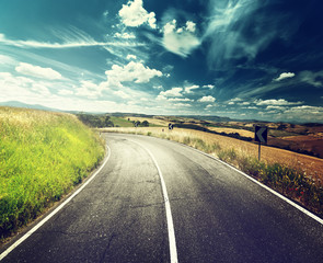 asphalt road in Tuscany Italy
