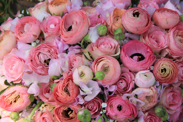 Pink roses and ranunculus bridal bouquet