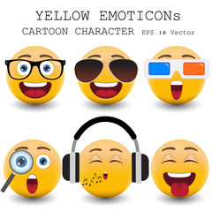 Yellow emoticon cartoon character eps 10 vector