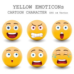 Yellow emoticon cartoon character eps 10 vector