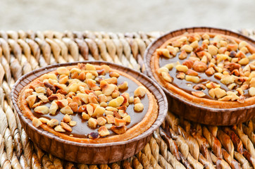 Chocolate hazelnut and caramel pies