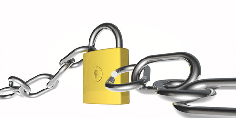 padlock and broken chain