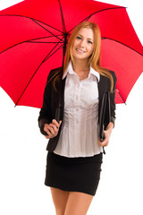 Junge Frau mit Schirm