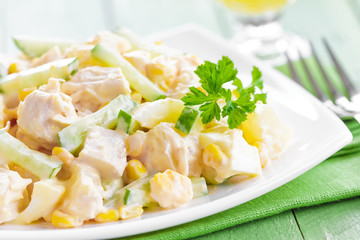 Salad with chicken and pineapple