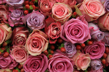 Obraz na płótnie Canvas Pastel roses wedding arrangement