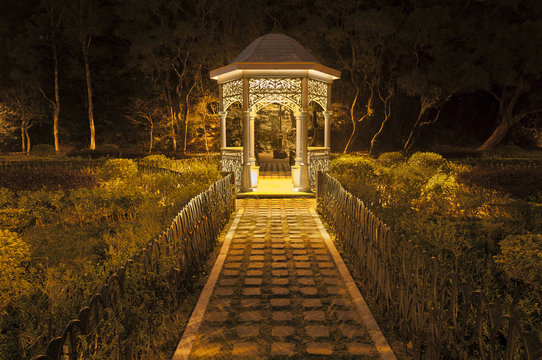 Gazebo In Park At Night