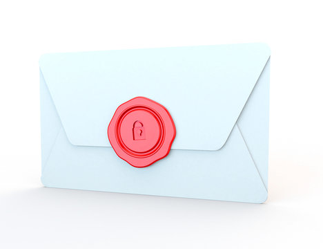 envelope with secure padlocked on a red seal