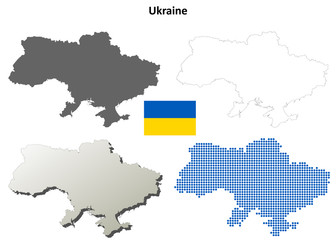 Blank detailed contour maps of Ukraine