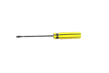 Yellow tool of screwdriver isolated.