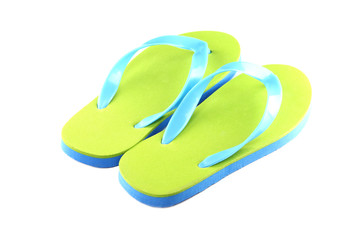 Green light slippers isolated.