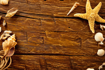 Summer beach concept with wooden planks