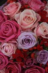 Bridal roses in pink and purple