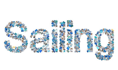 Wort Segeln in einer Collage