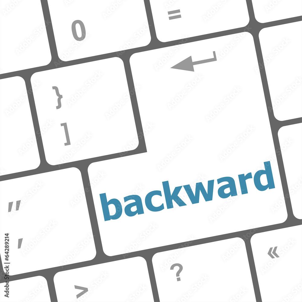 Poster backward word on computer keyboard key button