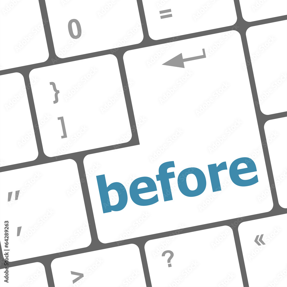 Poster before button on computer keyboard key