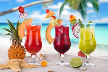 summer drinks on the beach