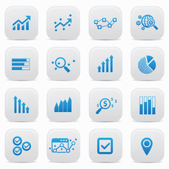 Business analysis buttons,Blue version,vector