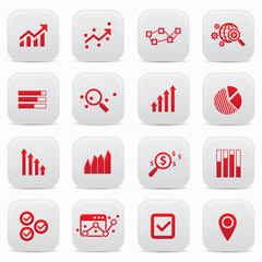 Business analysis buttons,Red version,vector