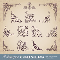 Naklejka premium Calligraphic corners and decorative elements
