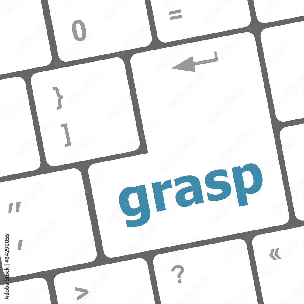 Poster computer keyboard button with grasp button