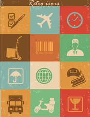 Logistics icons,Retro vector