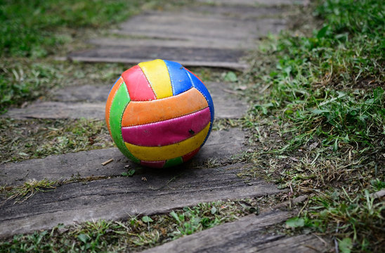 old worn volleyball