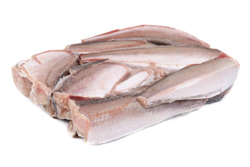 frozen fish hake isolation on white