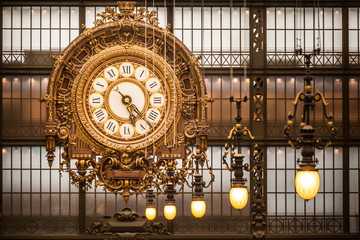 Clock at Orsay Museum, Paris - obrazy, fototapety, plakaty