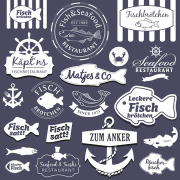 Vector Set Fish&Seafood Restaurant and Fastfood