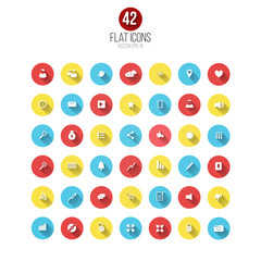 Set of icons for mobile app and web. Flat desing with trendy col