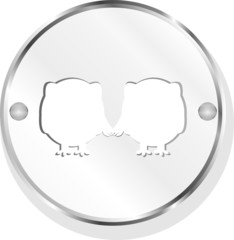 Glossy isolated website and internet web icon with owl sign