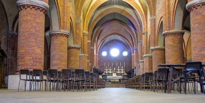 Abbazia di Morimondo internal panorama color image