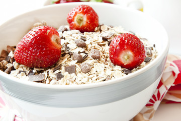 Strawberries with Muesli in a Bowl