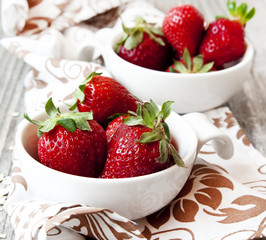 Strawberries in White Bowls