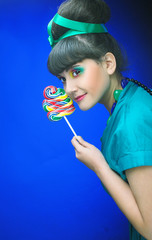 Fototapeta premium Young charming plump woman