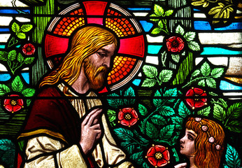 Jesus Christ speaking with a child