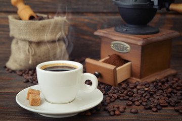 Cup of hot espresso